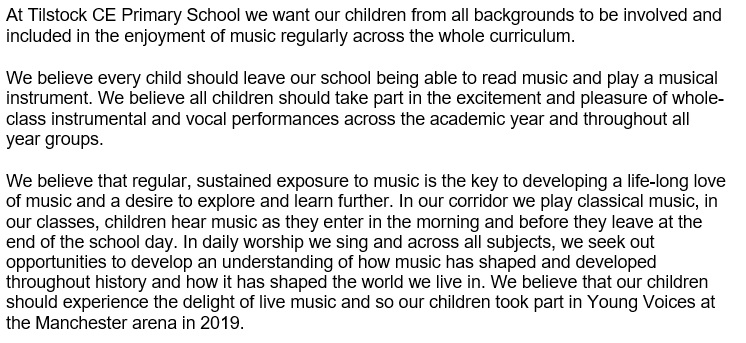music intent - Tilstock Primary School